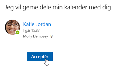 Et skærmbillede af knappen Accepter i en 