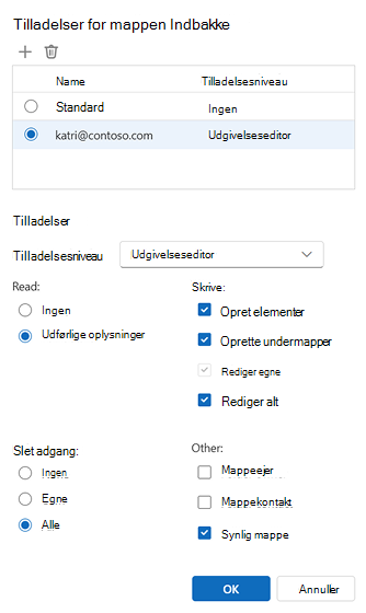 Tilladelser for mappe