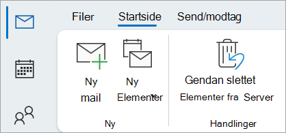 Vælg Gendan slettede elementer fra serveren for at gendanne meddelelser, der ikke længere findes i mappen Slettet post