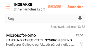 Åbn den mail, hvor der står Handling påkrævet