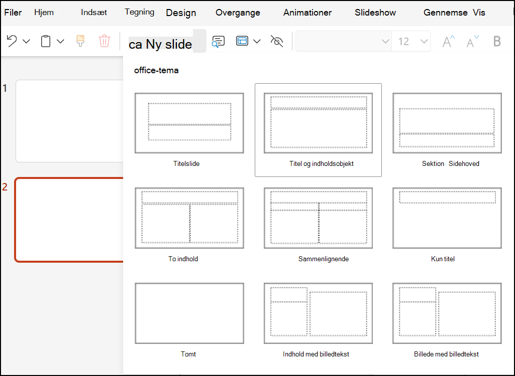 Slidelayout i PowerPoint