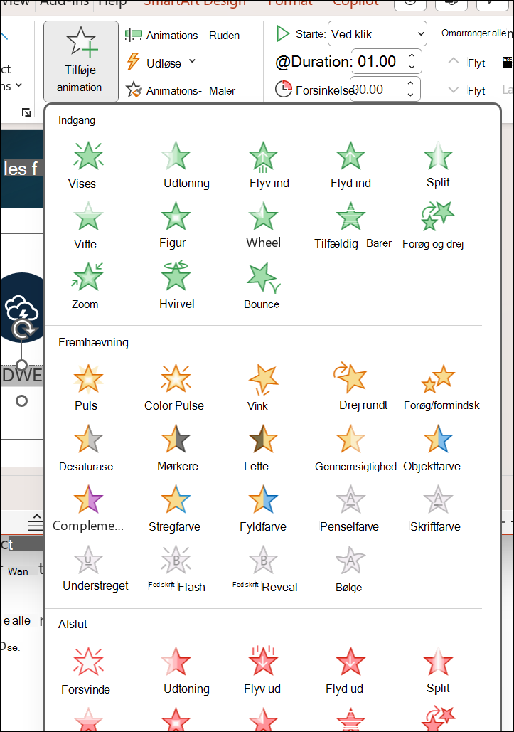 Tilføj animation i Office 365 PowerPoint