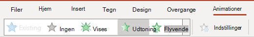 Animationsruden i PowerPoint på internettet.