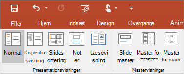 Viser menuen Vis i PowerPoint
