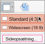 Klik på Sideopsætning