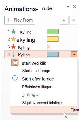 Fjern en animationseffekt