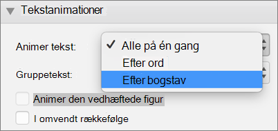 Vælg indstillingen Efter bogstav