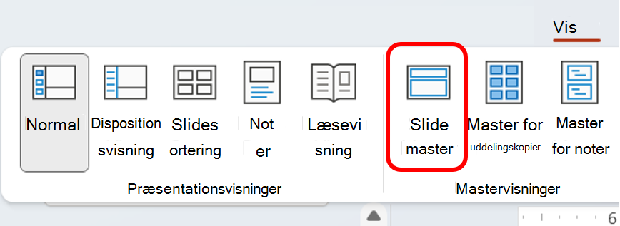Skærmbillede, der viser slidemasteren 2