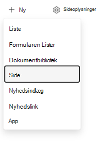 Oprette et indtastningspunkt til en side