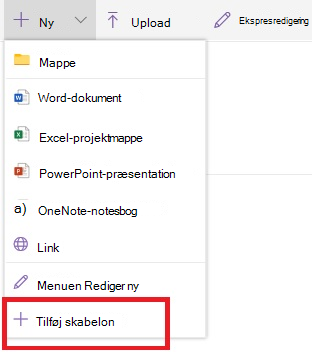 Tilføj skabelon