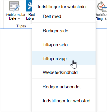 Tilføje et program (liste, bibliotek)