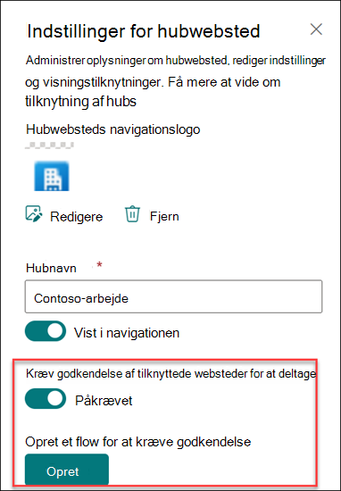 Skærmbillede af oprettelse af godkendelsesflow