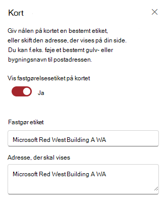 Rediger pinkodemærkat og adresse