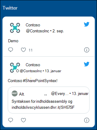 Forhåndsvisning af Twitter-webdelen.