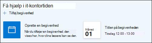 Eksempel på webdelen Begivenhed.