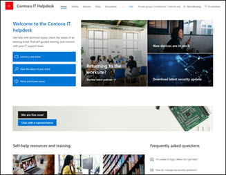 Forhåndsvisning af SharePoint-skabelonen til it-helpdesk