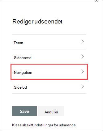 Billede af indstillinger for ruden Skift udseende