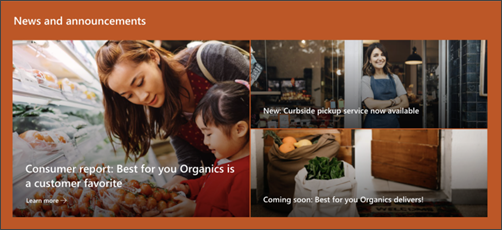 Skærmbillede af webdelen Nyheder