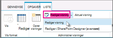Redigere en visning