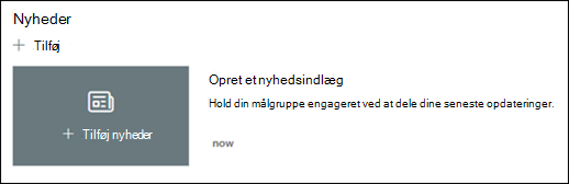 Eksempel på webdelen Nyheder.