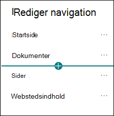 Tilføj navigationsvindue, hvor linkindstillingen er valgt.