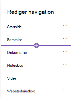 Tilføj navigationsvindue, hvor linkindstillingen er valgt.