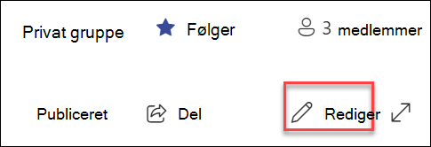 Forhåndsvisning af knappen Rediger side i SharePoint