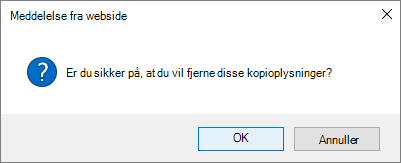 Bekræftelsesdialogboks for fjernelse af link