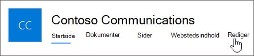 Kommunikationswebsted øverste menu