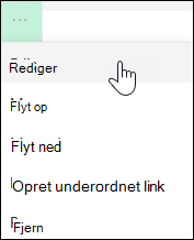 Rediger et link i menuen til venstre