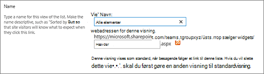 Angiv et navn og et filnavn (valgfrit) til visningen