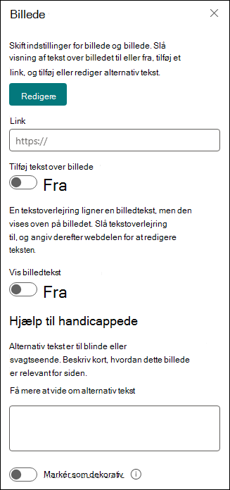 Værktøjskasse til webdelen Billede