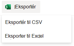 Eksportindstillinger for en SharePoint-liste.