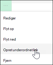 Gør et link til underordnet link i menuen til venstre