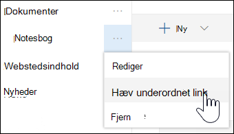 Hæv et underordnet link til et primært link