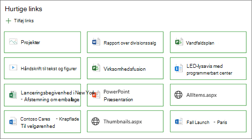 Knaplayout til hurtige links