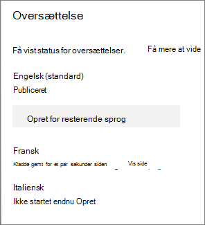 Status for oversættelse
