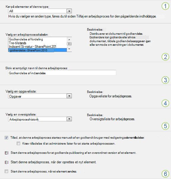 Grundlæggende oplysninger om tilføjelse af en arbejdsproces med sektioner vist