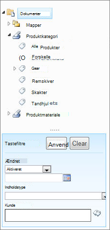 Kontrolelement til metadatanavigation