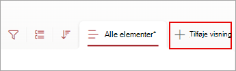Skærmbillede af kommandoen Tilføj visning på kommandolinjen.