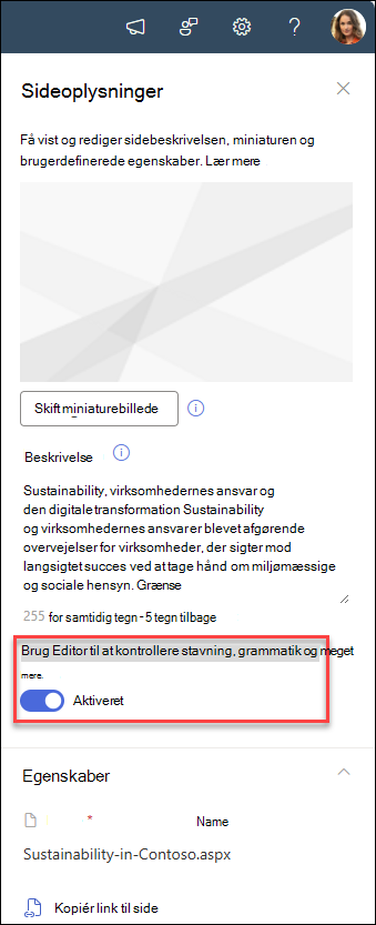Skærmbillede af Slå redigeringsknappen til eller fra