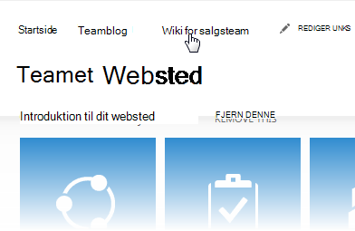 Den øverste navigation på et websted
