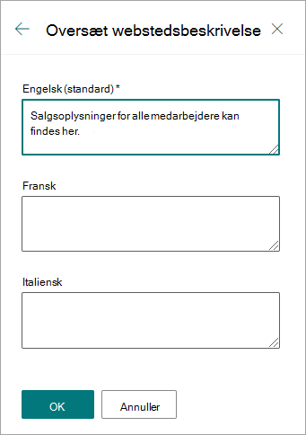 Oversæt webstedsbeskrivelse