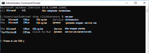 Eksempel på kommandoprompt