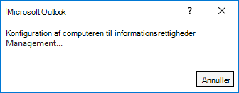 Fejl ved konfiguration af computeren til IRM (Information Rights Management)