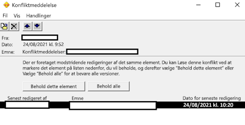 Der er foretaget modstridende redigeringer af de samme elementer.
