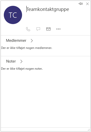 Visitkort for gruppe med meddelelsen Ingen medlemmer er tilføjet