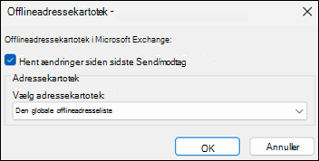 Indstillingen Hent adressekartotek i Outlook