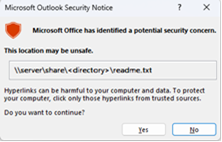 Sikkerhedsmeddelelse fra Outlook