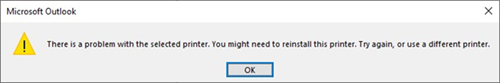 Udskriftsfejl ved Outlook-opgave
